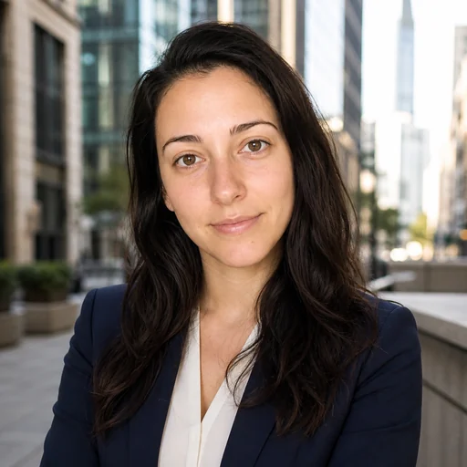After — fictional City Background Headshot result, same subject