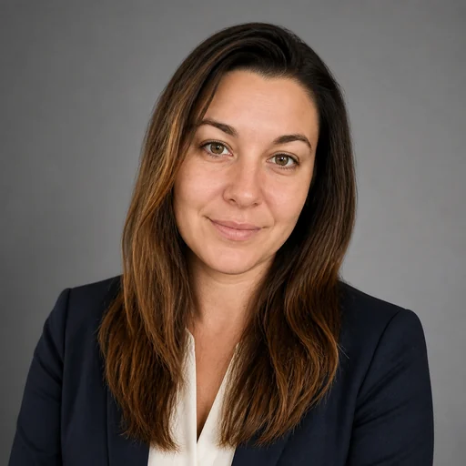 After — fictional Gray Studio Headshot result, same subject