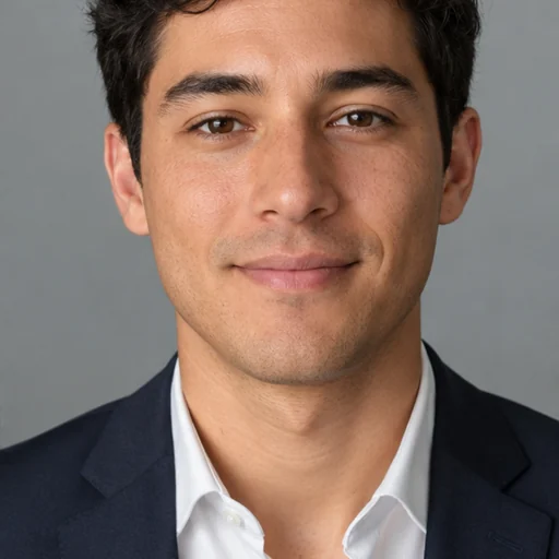 After — fictional resume headshot result, same subject