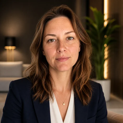 After — fictional Speaker Profile Headshot result, same subject