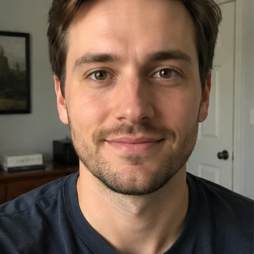 Before — fictional casual white studio source photo, same subject